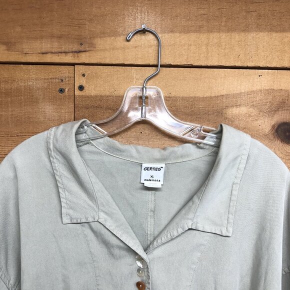 Vintage GERTIES Made USA 2 Piece Button Down Shirt & Pants Size XL Green Soft - Picture 3 of 14